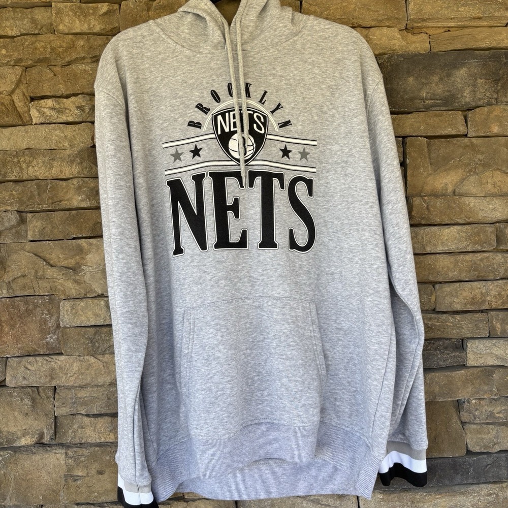 NBA Brooklyn Nets- Mens X-LARGE‎  GREY HOODIE SWEATSHIRT HOODIE